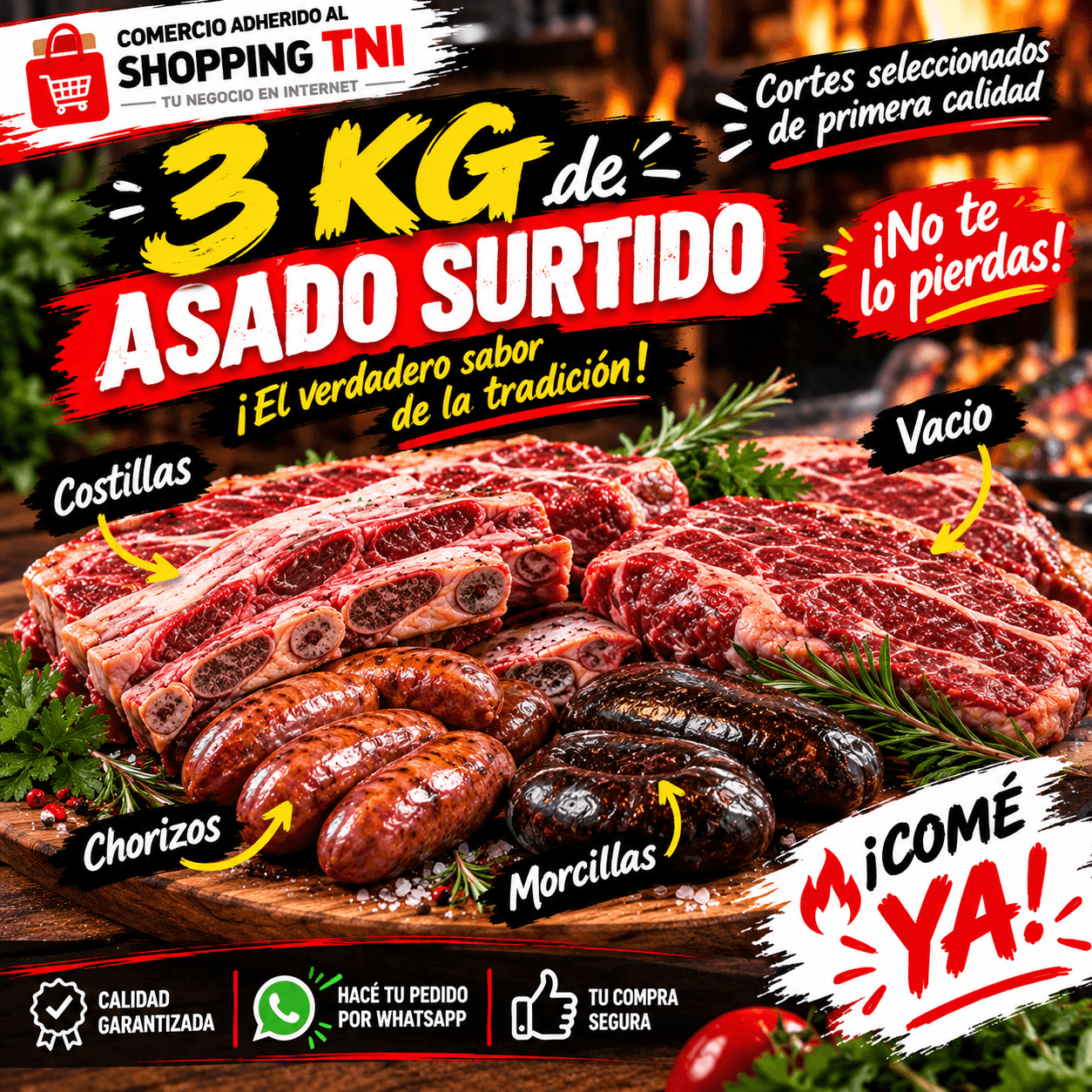 3 Kg de Asado Surtido