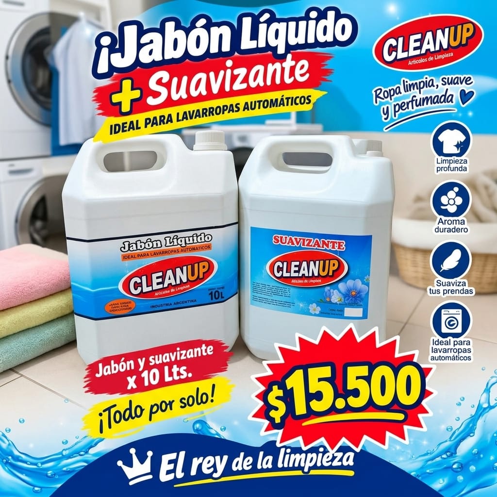 10L de Jabón para Lavar más 10L de Suavizante para Ropa